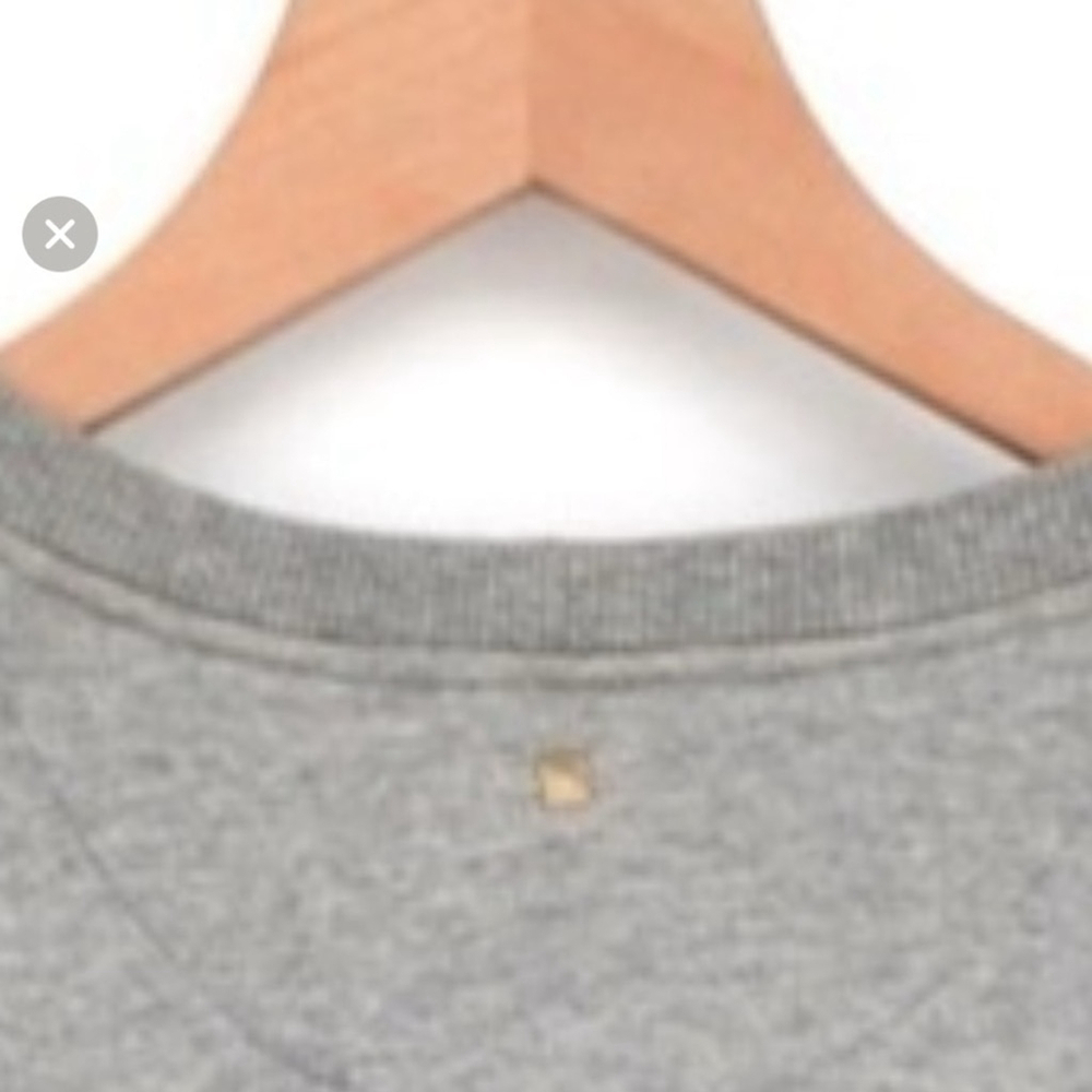 Valentino Made in Italy Gray Crewneck Sweatshirt with Contrast Tan Zip Pocket –M - Picture 8 of 13